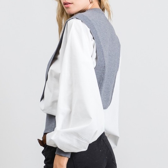 White Ballon Sleeves w/Black Sweater - Picture 5 of 5